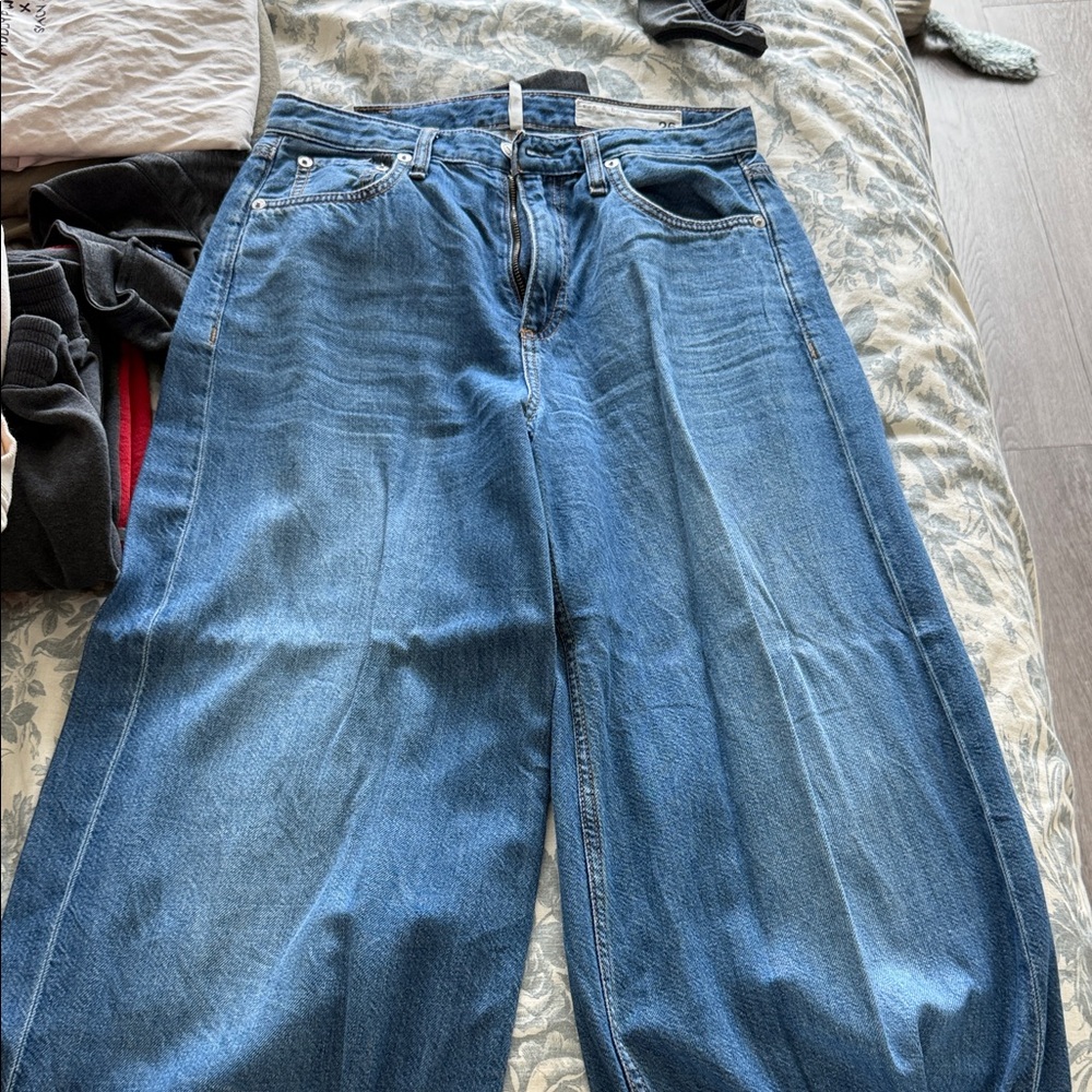 rag & bone Blue Flare Wide Leg Jeans